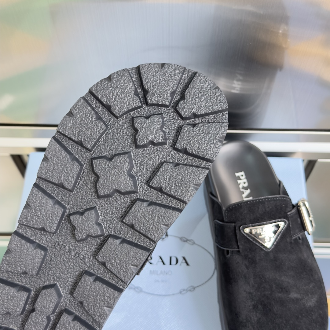 Prada Prada普拉达 P家 珐琅 三角标 厚底 勃肯鞋 穆勒鞋 包头拖鞋