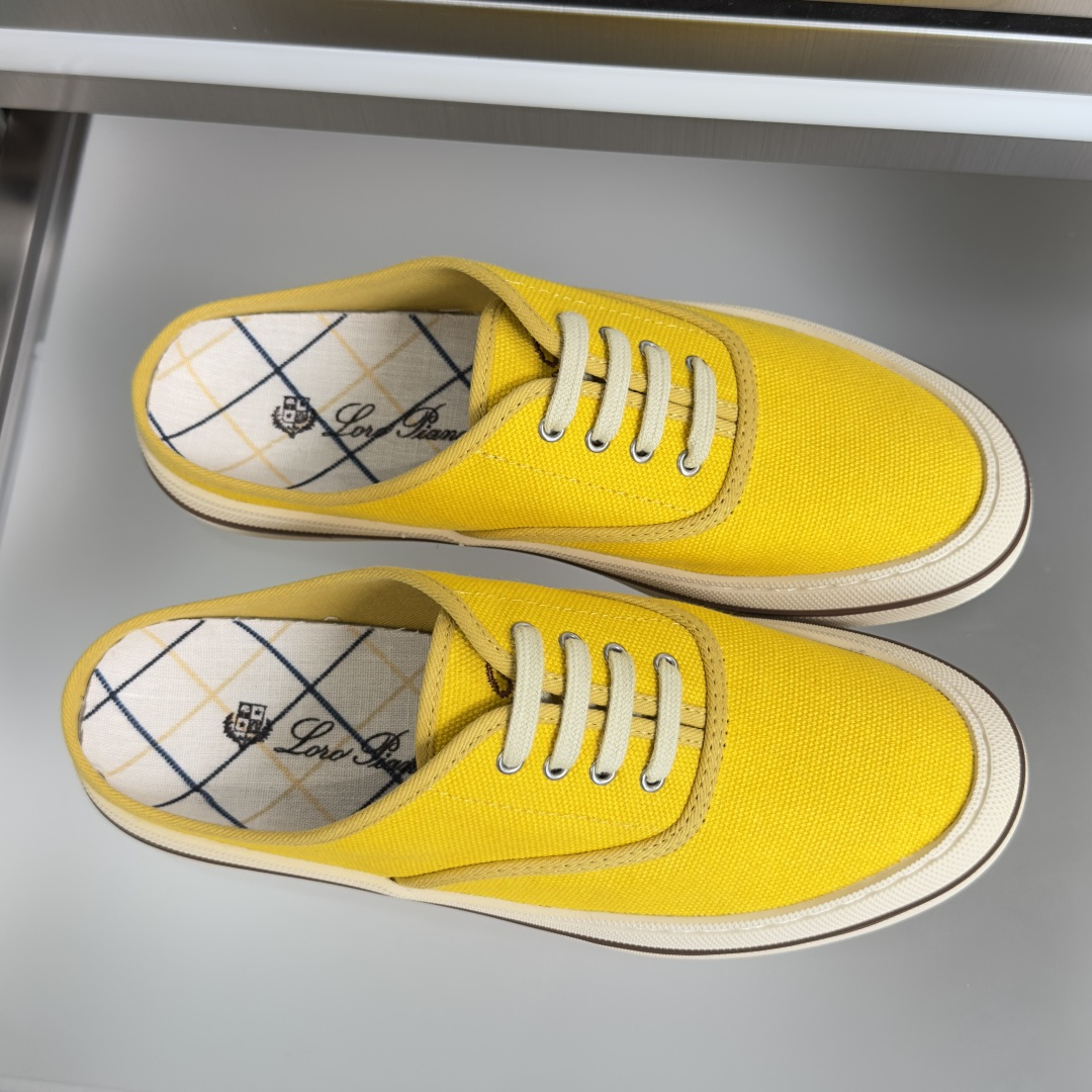 Loro Piana Loro Piana 诺悠翩雅Nantucket Walk系列 LP 海军风 厚底 帆布鞋 小白鞋 休闲 半拖鞋