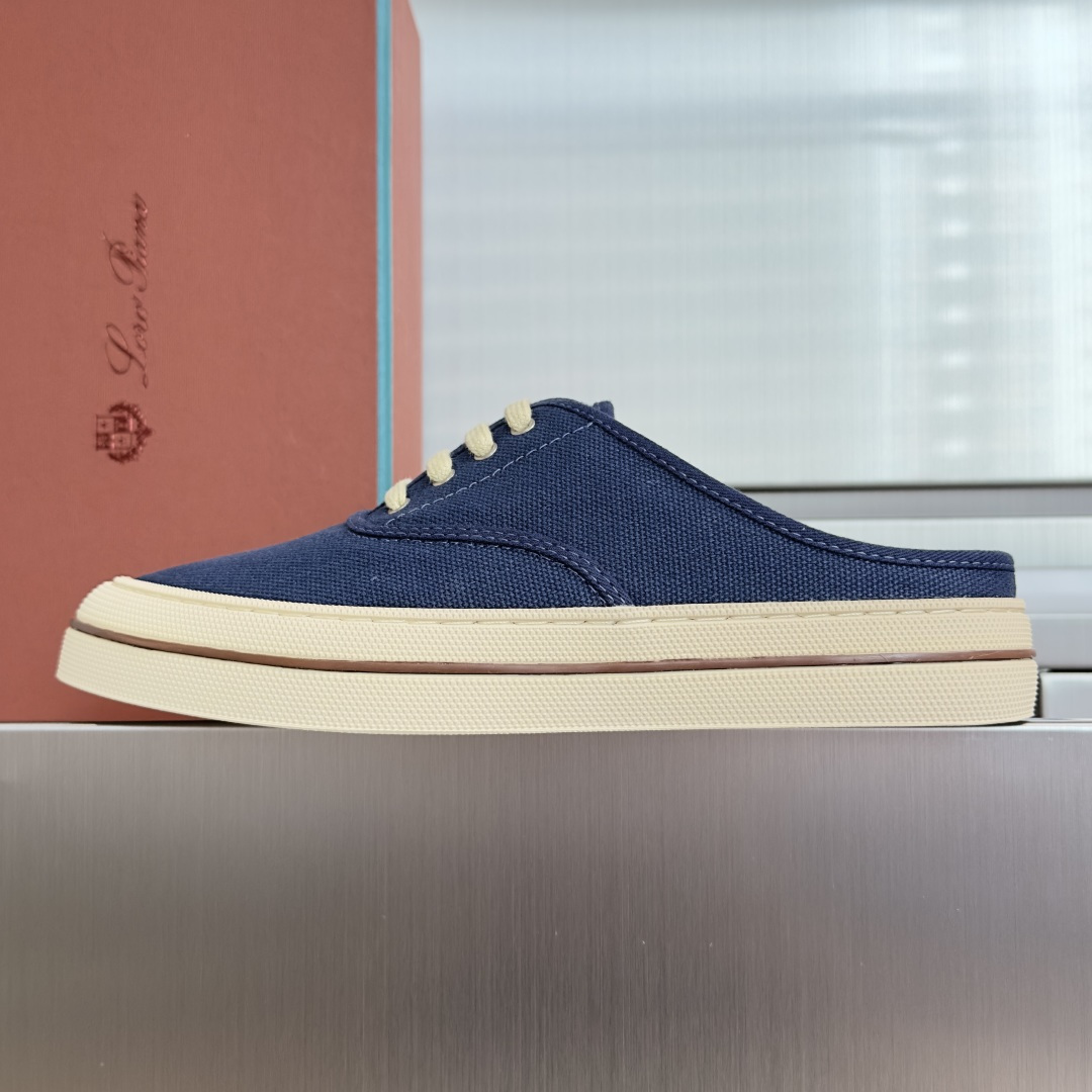 Loro Piana Loro Piana 诺悠翩雅Nantucket Walk系列 LP 海军风 厚底 帆布鞋 小白鞋 休闲 半拖鞋