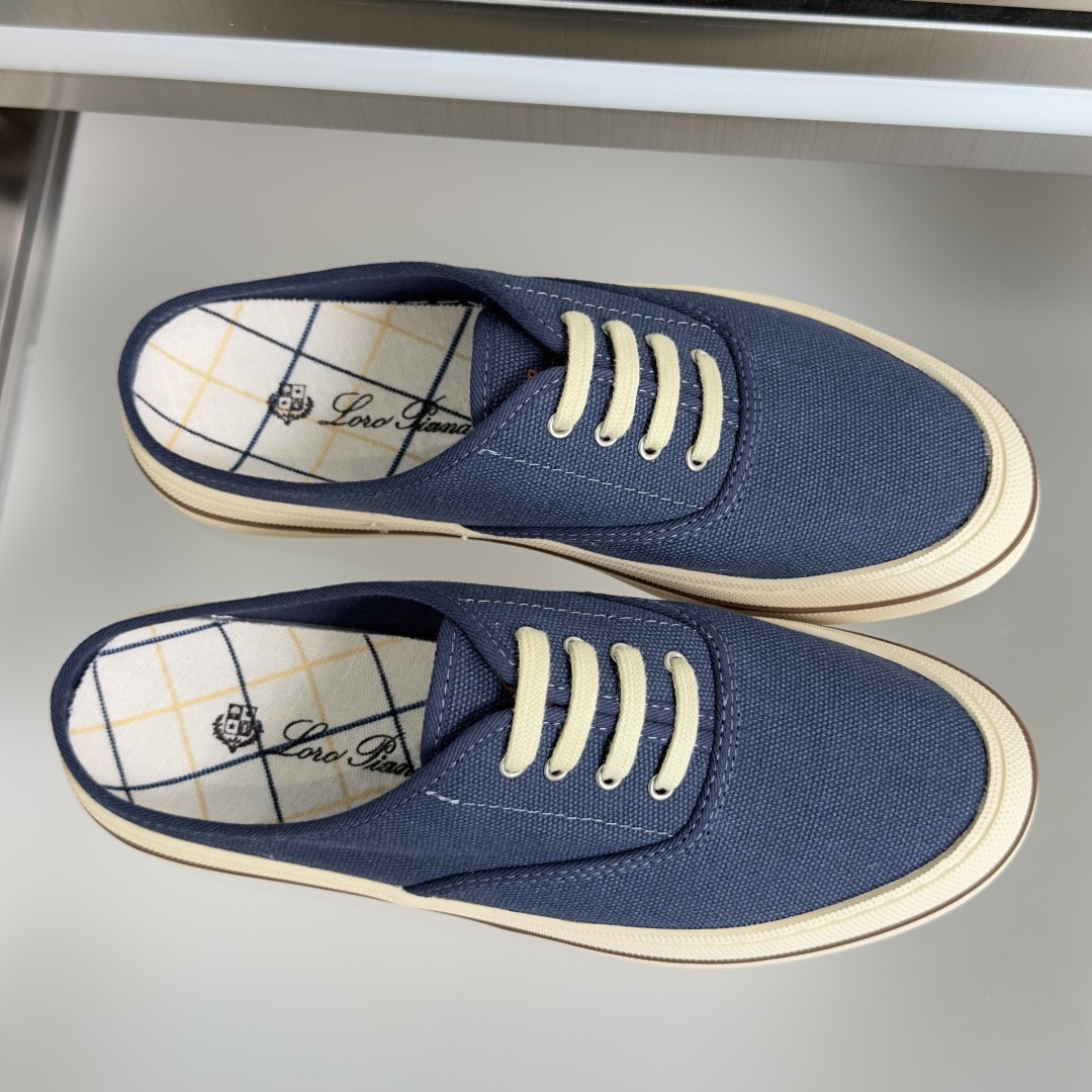 Loro Piana Loro Piana 诺悠翩雅Nantucket Walk系列 LP 海军风 厚底 帆布鞋 小白鞋 休闲 半拖鞋