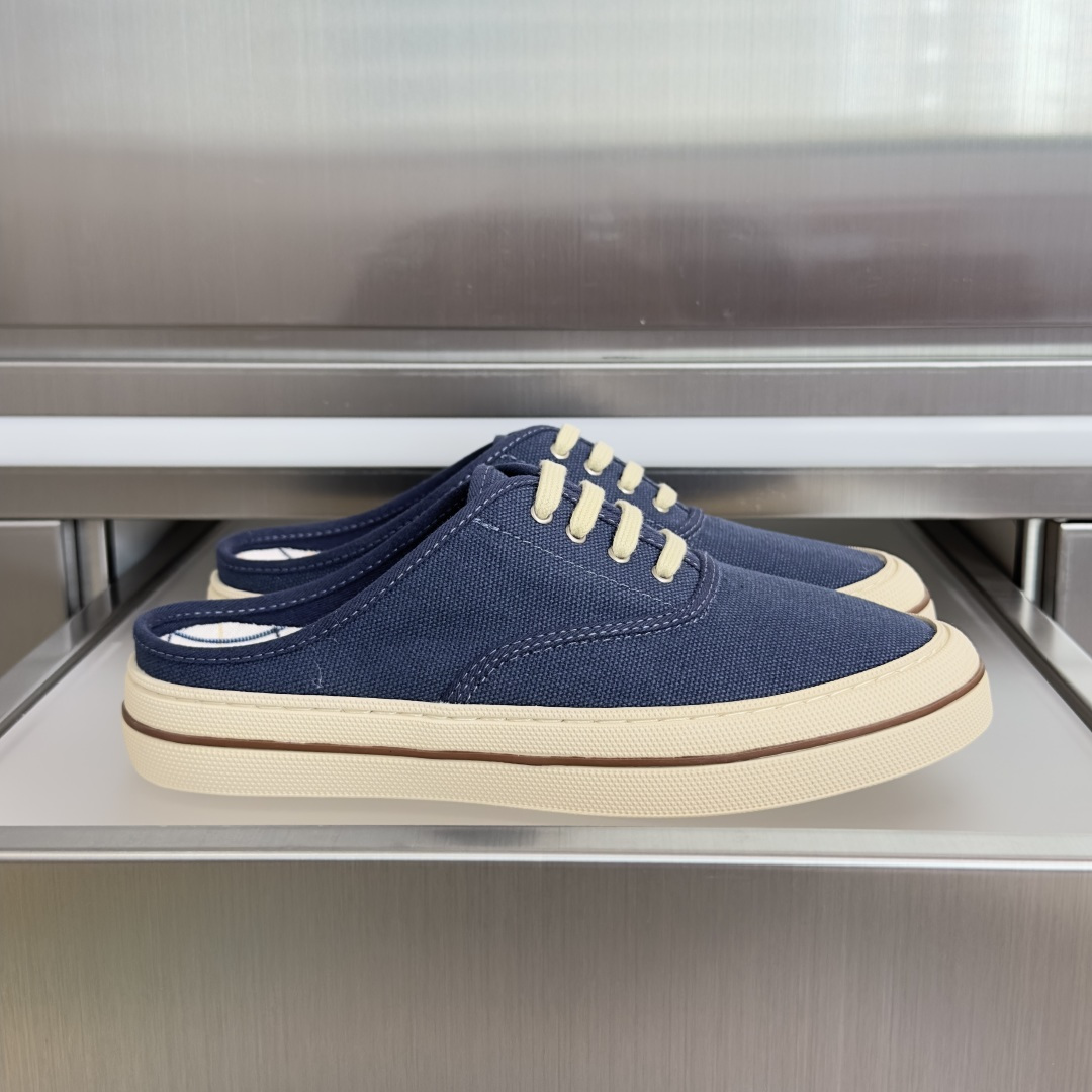 Loro Piana Loro Piana 诺悠翩雅Nantucket Walk系列 LP 海军风 厚底 帆布鞋 小白鞋 休闲 半拖鞋