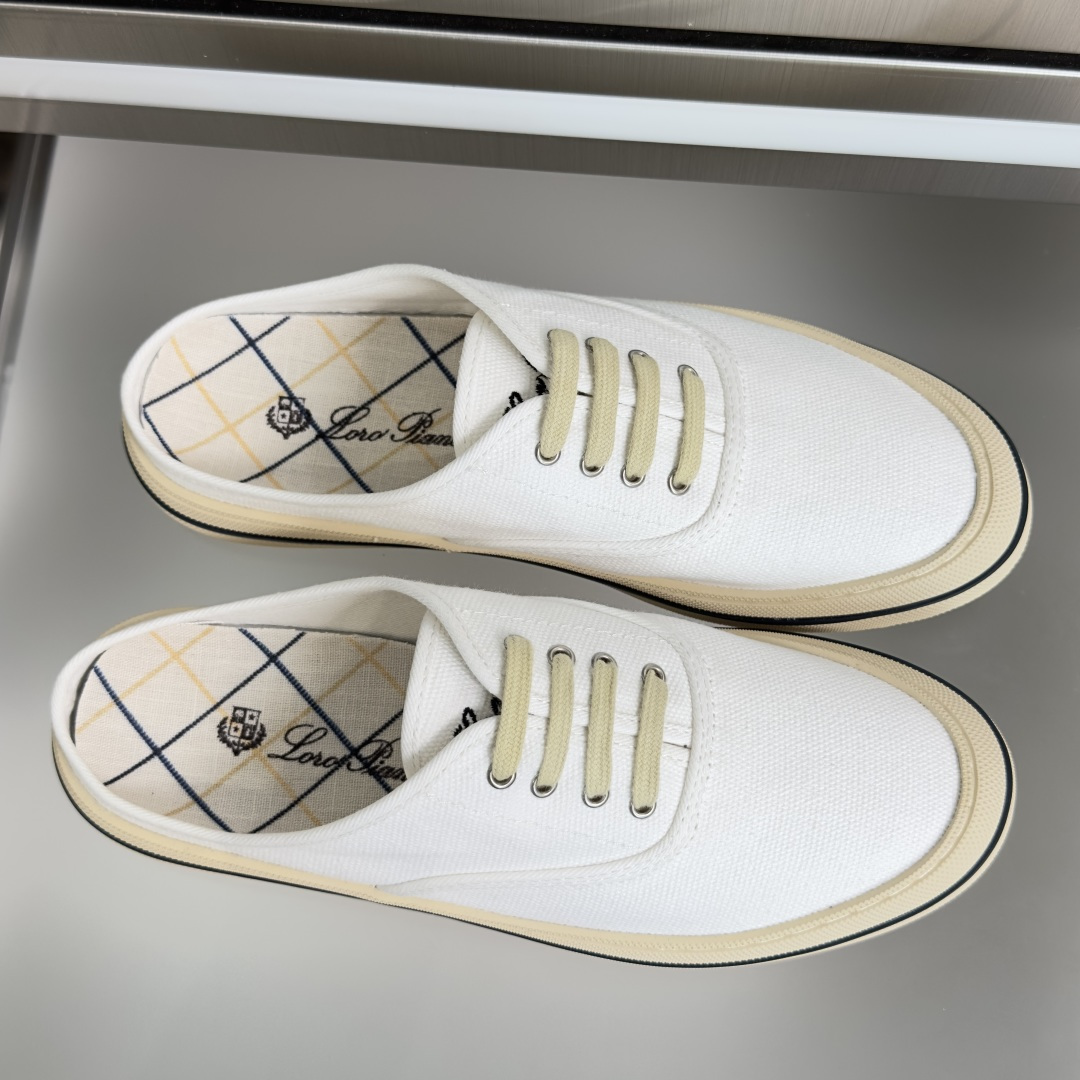 Loro Piana Loro Piana 诺悠翩雅Nantucket Walk系列 LP 海军风 厚底 帆布鞋 小白鞋 休闲 半拖鞋