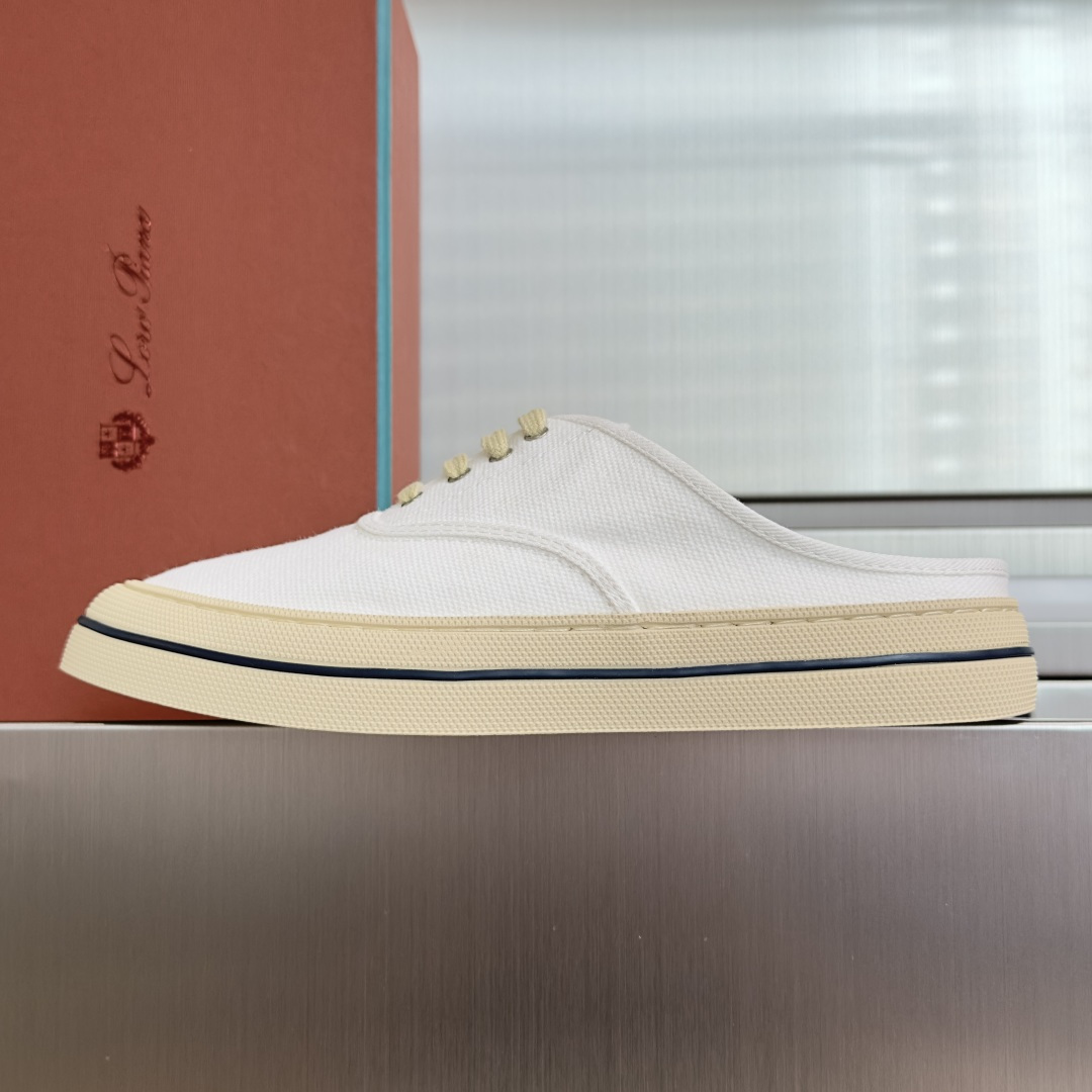 Loro Piana Loro Piana 诺悠翩雅Nantucket Walk系列 LP 海军风 厚底 帆布鞋 小白鞋 休闲 半拖鞋