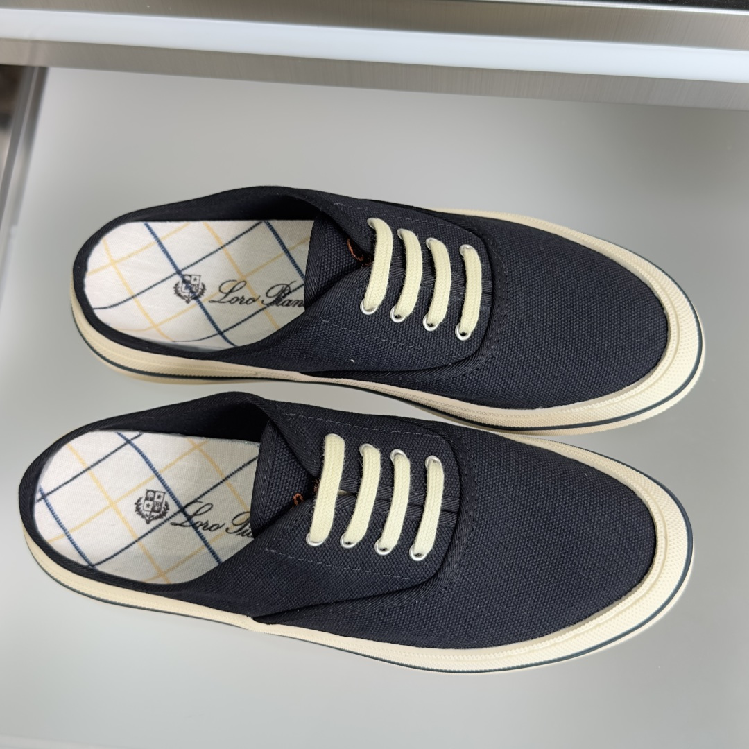 Loro Piana Loro Piana 诺悠翩雅Nantucket Walk系列 LP 海军风 厚底 帆布鞋 小白鞋 休闲 半拖鞋