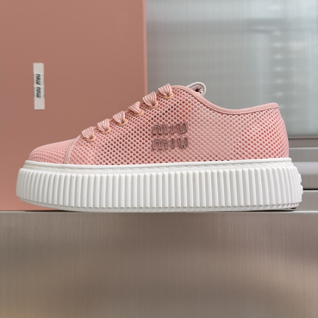 Miu Miu MiuMiu缪缪 最新款 透气网面 厚底 饼干鞋 休闲 运动鞋