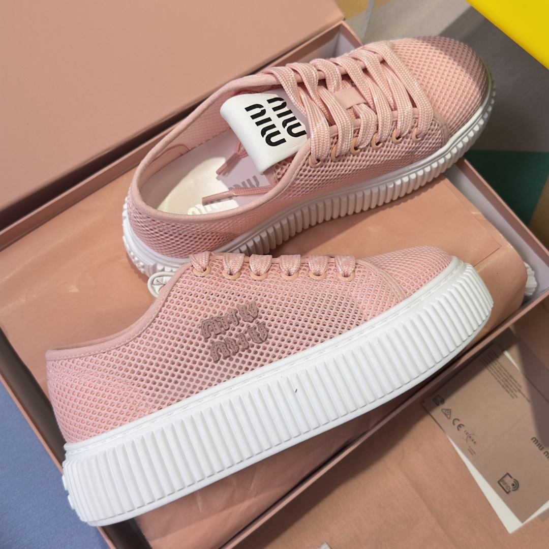 Miu Miu MiuMiu缪缪 最新款 透气网面 厚底 饼干鞋 休闲 运动鞋