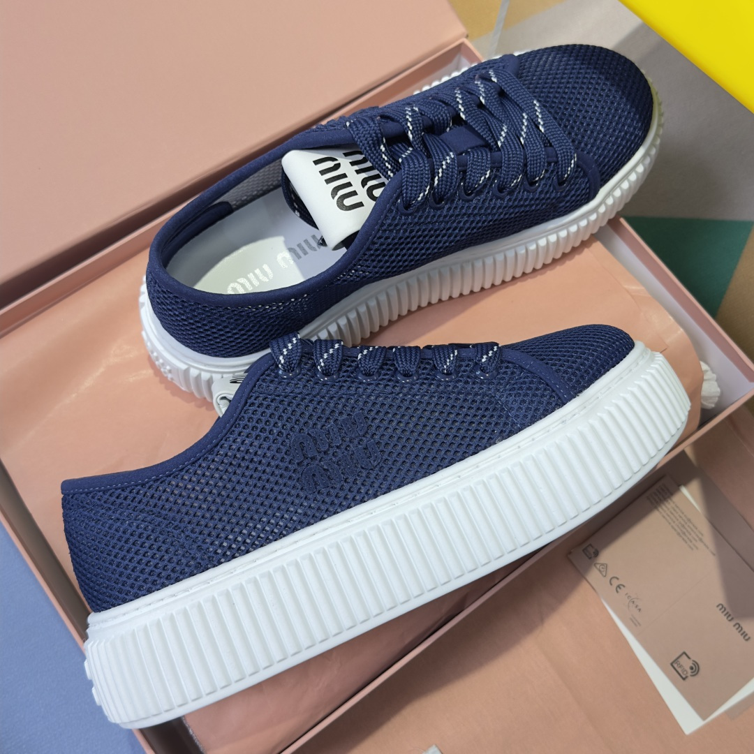 Miu Miu MiuMiu缪缪 最新款 透气网面 厚底 饼干鞋 休闲 运动鞋