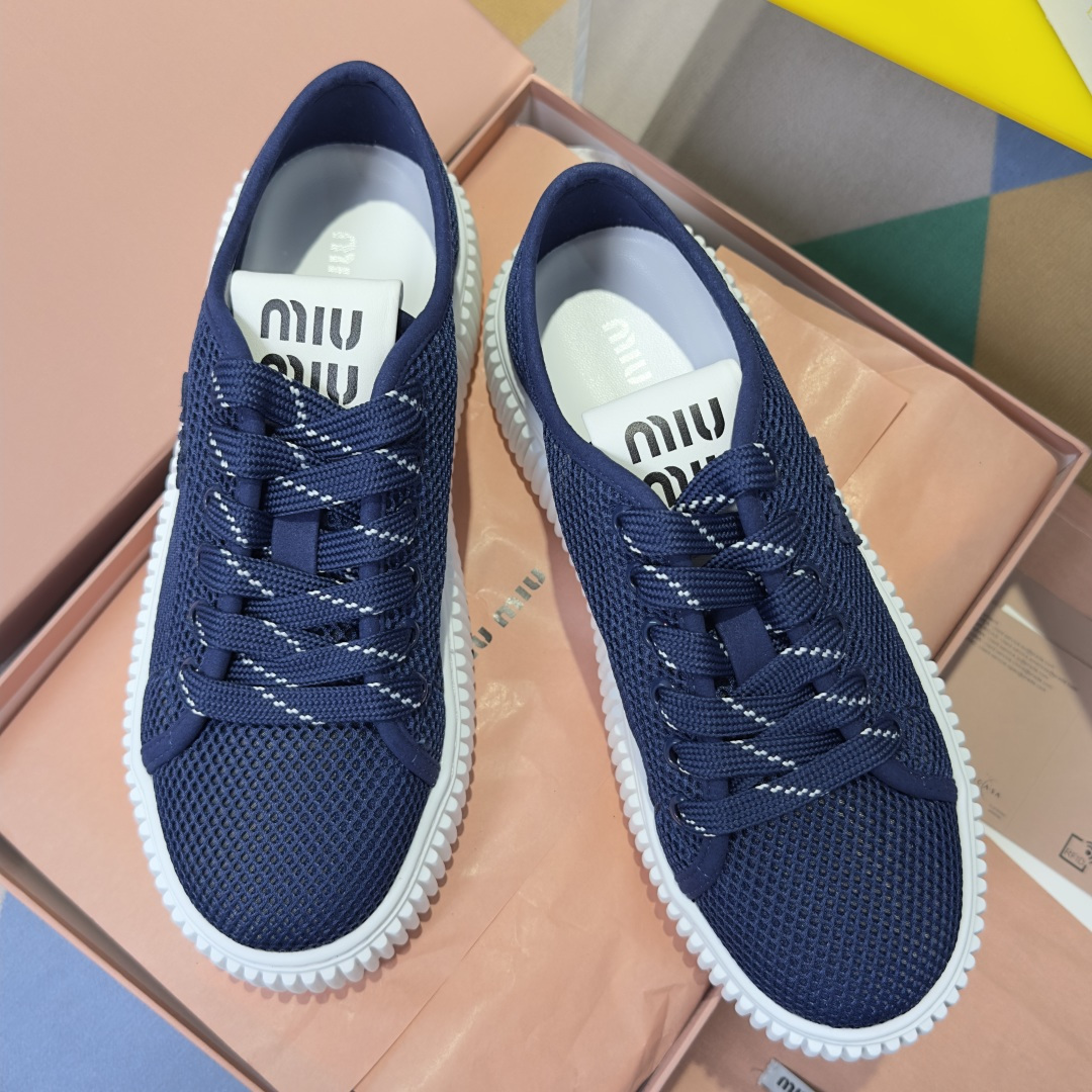 Miu Miu MiuMiu缪缪 最新款 透气网面 厚底 饼干鞋 休闲 运动鞋