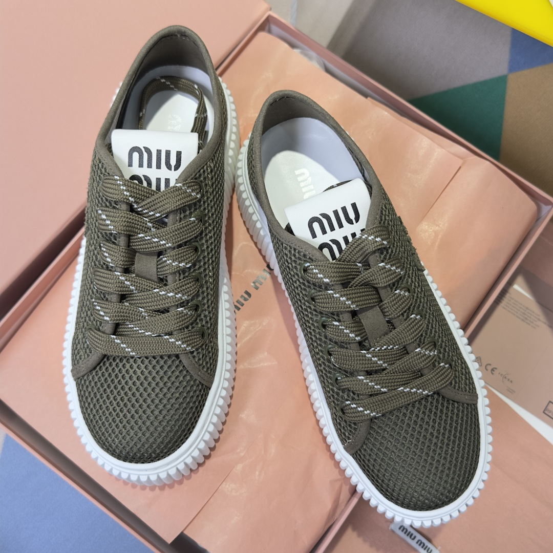 Miu Miu MiuMiu缪缪 最新款 透气网面 厚底 饼干鞋 休闲 运动鞋