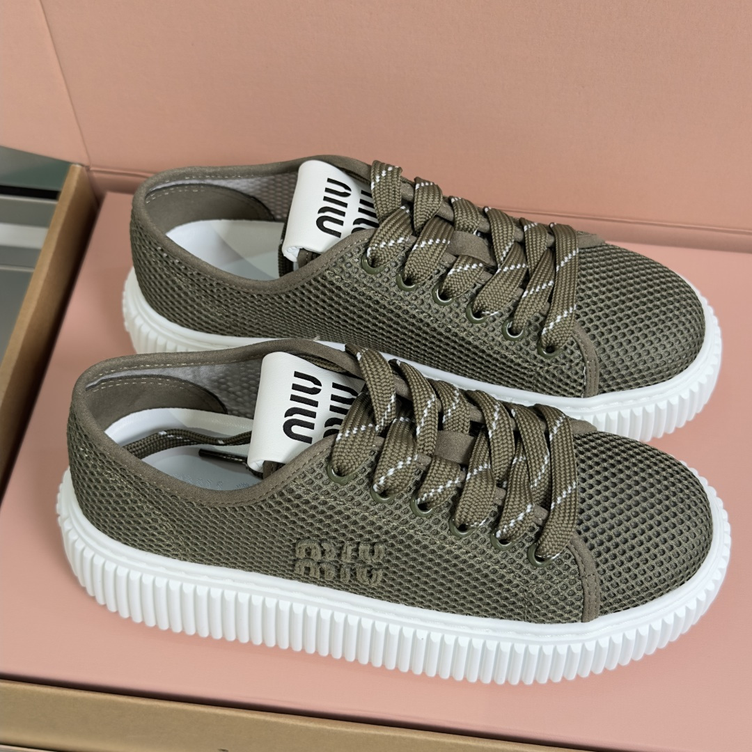 Miu Miu MiuMiu缪缪 最新款 透气网面 厚底 饼干鞋 休闲 运动鞋