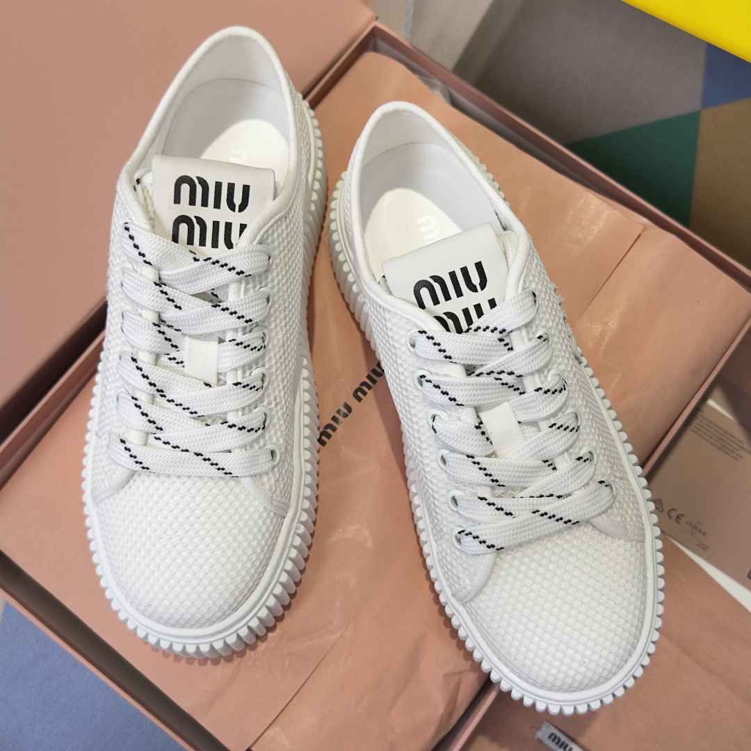 Miu Miu MiuMiu缪缪 最新款 透气网面 厚底 饼干鞋 休闲 运动鞋