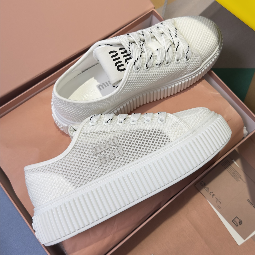Miu Miu MiuMiu缪缪 最新款 透气网面 厚底 饼干鞋 休闲 运动鞋