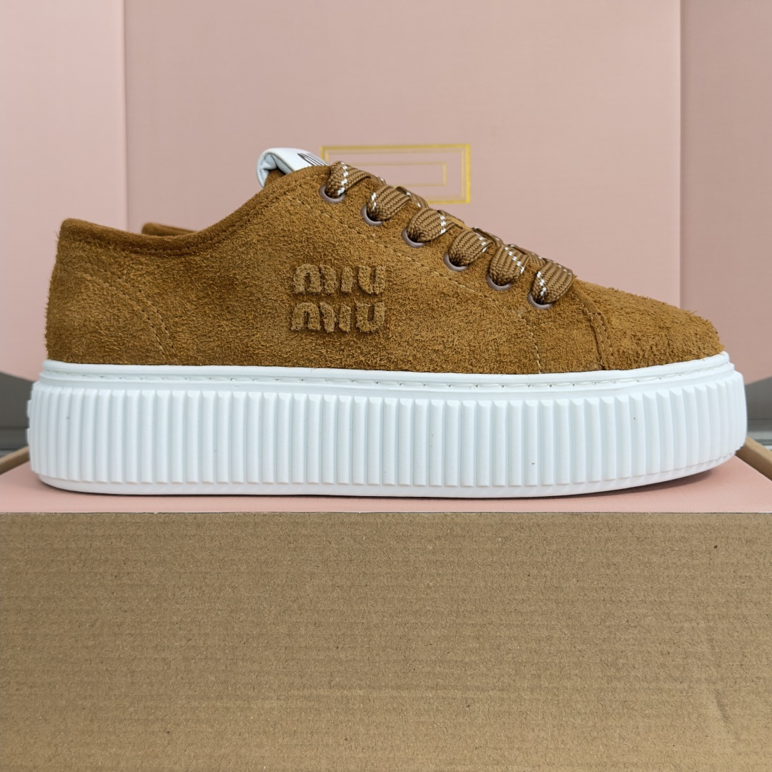 顶级版本：女款 MiuMiu缪缪 最新款 厚底 饼干鞋 休闲 运动鞋 原版购入开发 做货 隽永丹宁汲取迷人Miu Miu