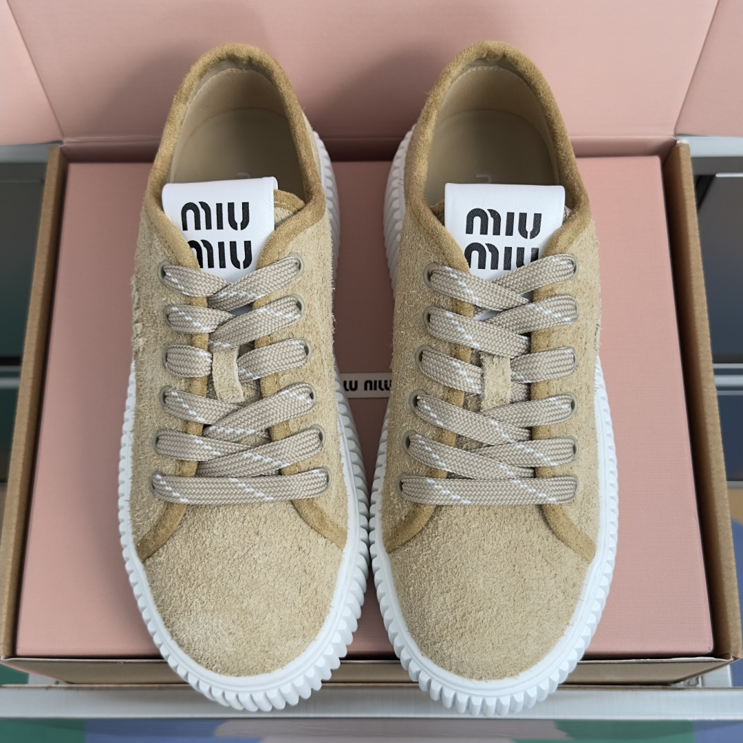 顶级版本：女款 MiuMiu缪缪 最新款 厚底 饼干鞋 休闲 运动鞋 原版购入开发 做货 隽永丹宁汲取迷人Miu Miu