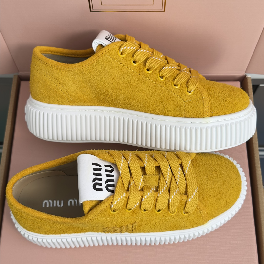 顶级版本：女款 MiuMiu缪缪 最新款 厚底 饼干鞋 休闲 运动鞋 原版购入开发 做货 隽永丹宁汲取迷人Miu Miu