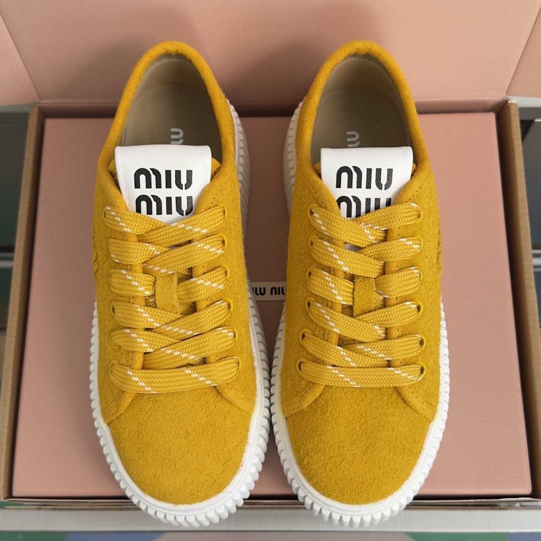 顶级版本：女款 MiuMiu缪缪 最新款 厚底 饼干鞋 休闲 运动鞋 原版购入开发 做货 隽永丹宁汲取迷人Miu Miu