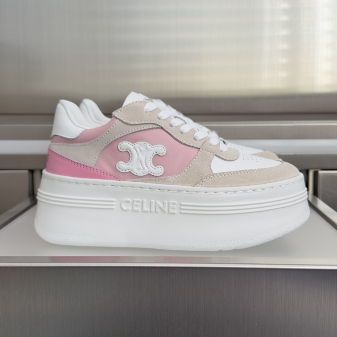 顶级版本：女款 Celine赛琳 Block Triomphe CR-03厚底 松糕鞋 休闲 运动鞋 原版购入开发 做货