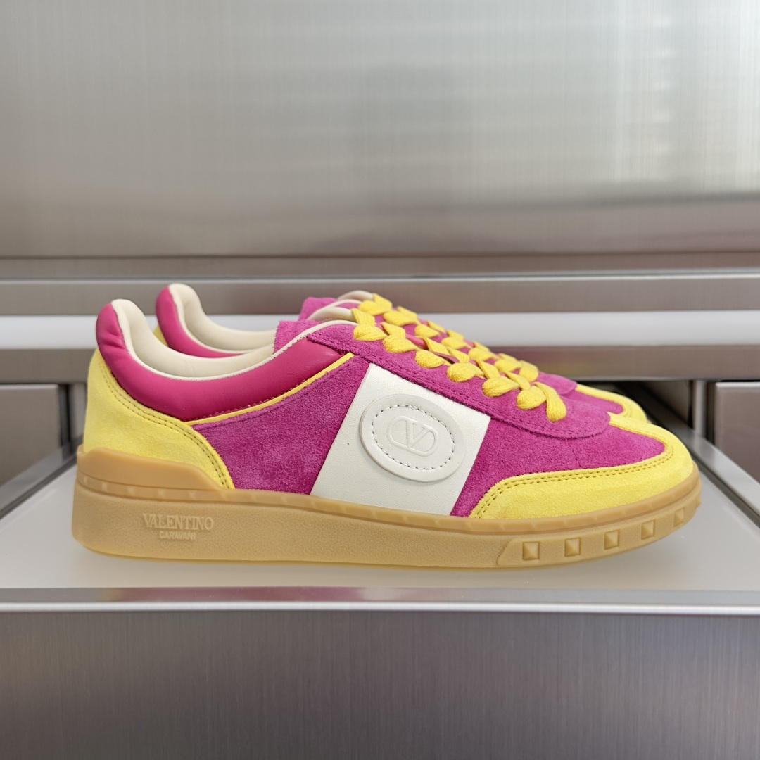 Valentino Pink Yellow Low Top Sneakers