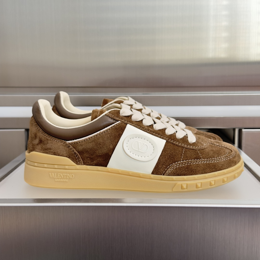Valentino Brown White Low Top Sneakers