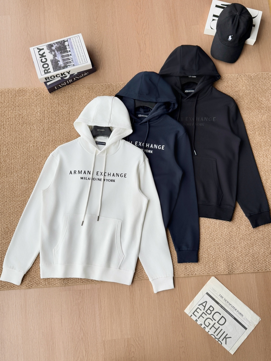 P115 Armani Exchange2026 Otoño nuevo producto de la misma tienda, sudadera de cuello redondo de algodón con estampado, …