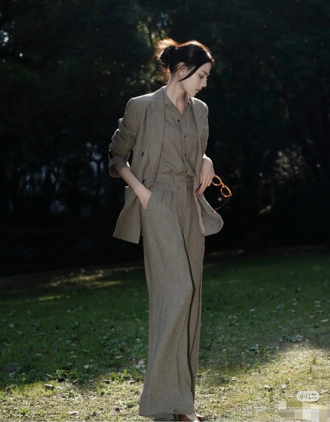 “High-End Quality Women’s Clothes: Linen Coats, Shirts, Pants, Official OL Style – 3 Packs Available” - 图片 2