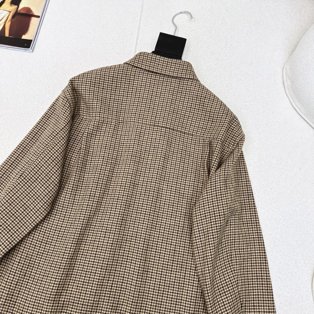 Slp🆕 25Ss————秋冬最新款新品复古千鸟格衬衫🤎工装双口袋设计+金属扣装饰 满分高级感～～ H版