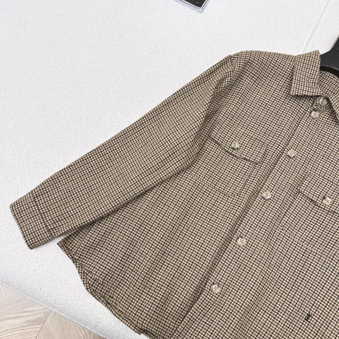 Slp🆕 25Ss————秋冬最新款新品复古千鸟格衬衫🤎工装双口袋设计+金属扣装饰 满分高级感～～ H版