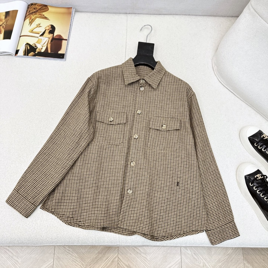 Slp🆕 25Ss————秋冬最新款新品复古千鸟格衬衫🤎工装双口袋设计+金属扣装饰 满分高级感～～ H版