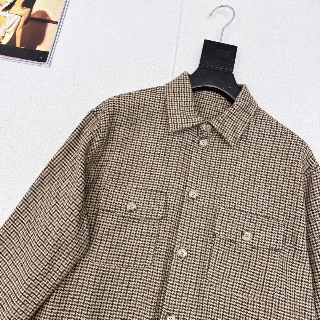 Slp🆕 25Ss————秋冬最新款新品复古千鸟格衬衫🤎工装双口袋设计+金属扣装饰 满分高级感～～ H版