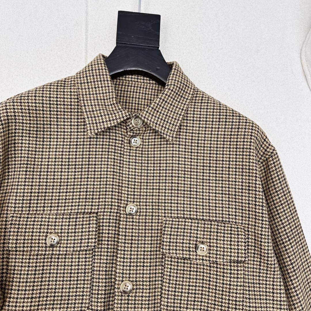 Slp🆕 25Ss————秋冬最新款新品复古千鸟格衬衫🤎工装双口袋设计+金属扣装饰 满分高级感～～ H版