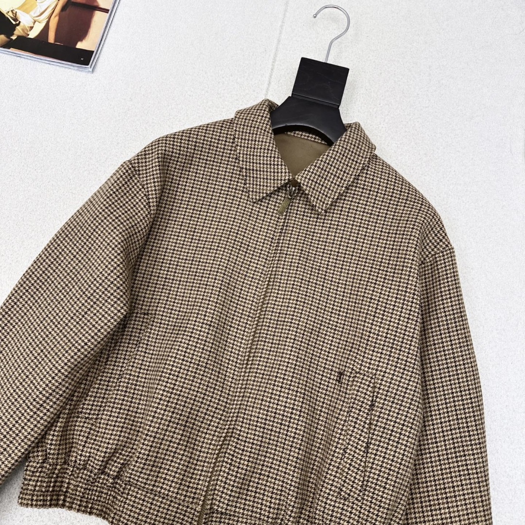 Slp🆕 25Ss————秋冬最新款复古千鸟格夹克外套🤎帅气男友风穿搭～～ 经典棒球服小短款夹克版型 百