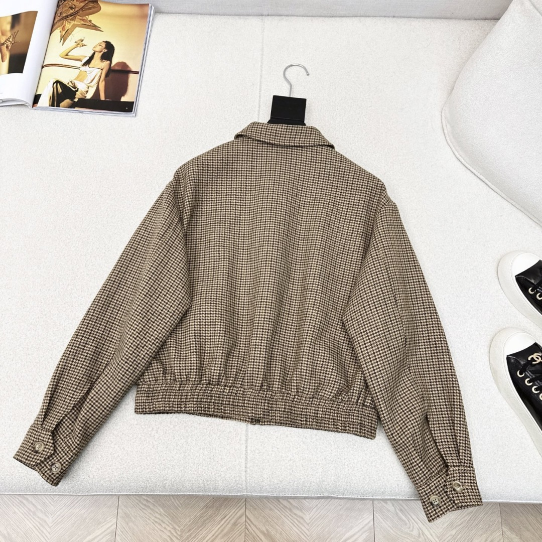 Slp🆕 25Ss————秋冬最新款复古千鸟格夹克外套🤎帅气男友风穿搭～～ 经典棒球服小短款夹克版型 百