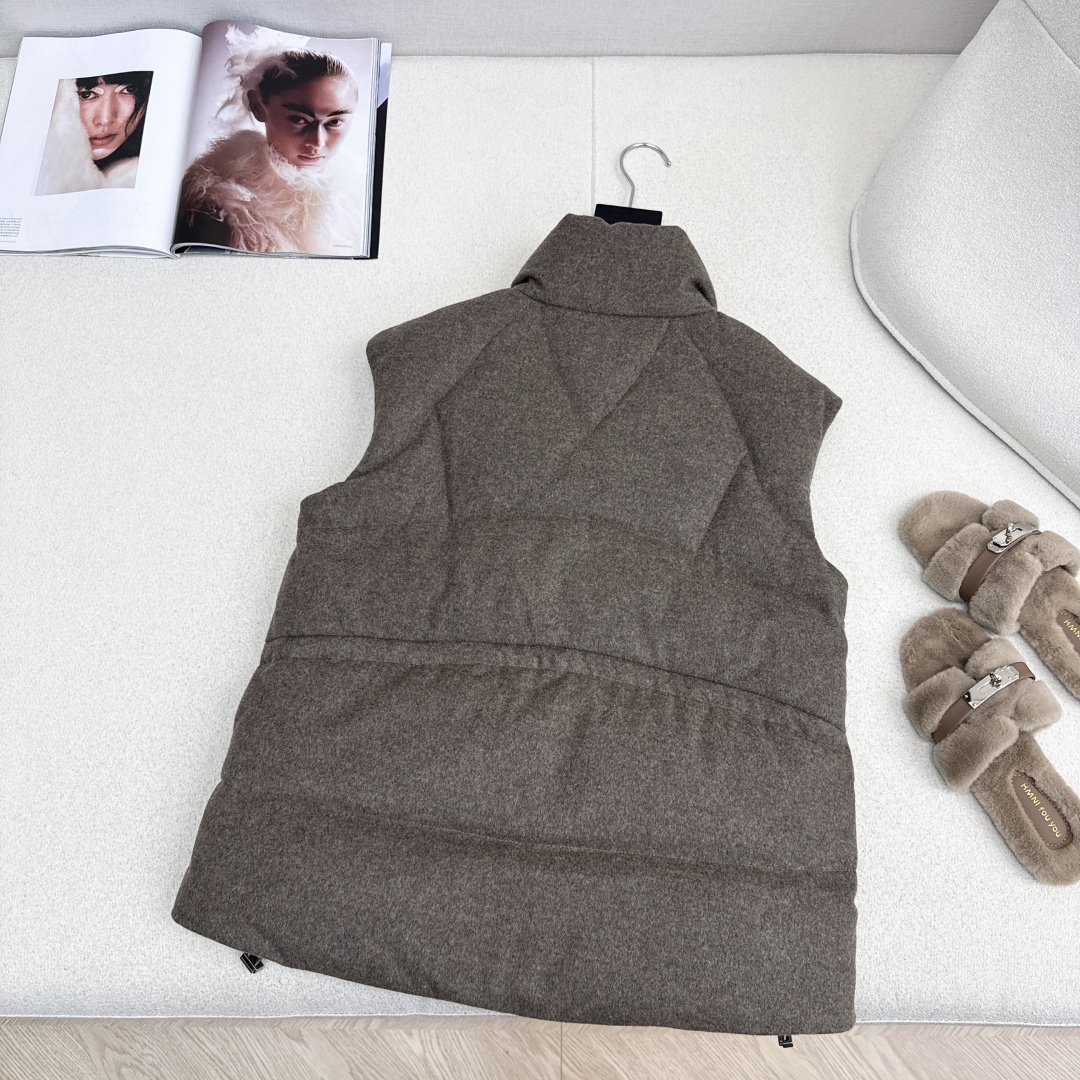 独家款～ lp🆕 25Ss————秋冬最新款抽绳束腰毛呢羽绒马甲外套🤎立领H版型自由调节设计 收腰版型上