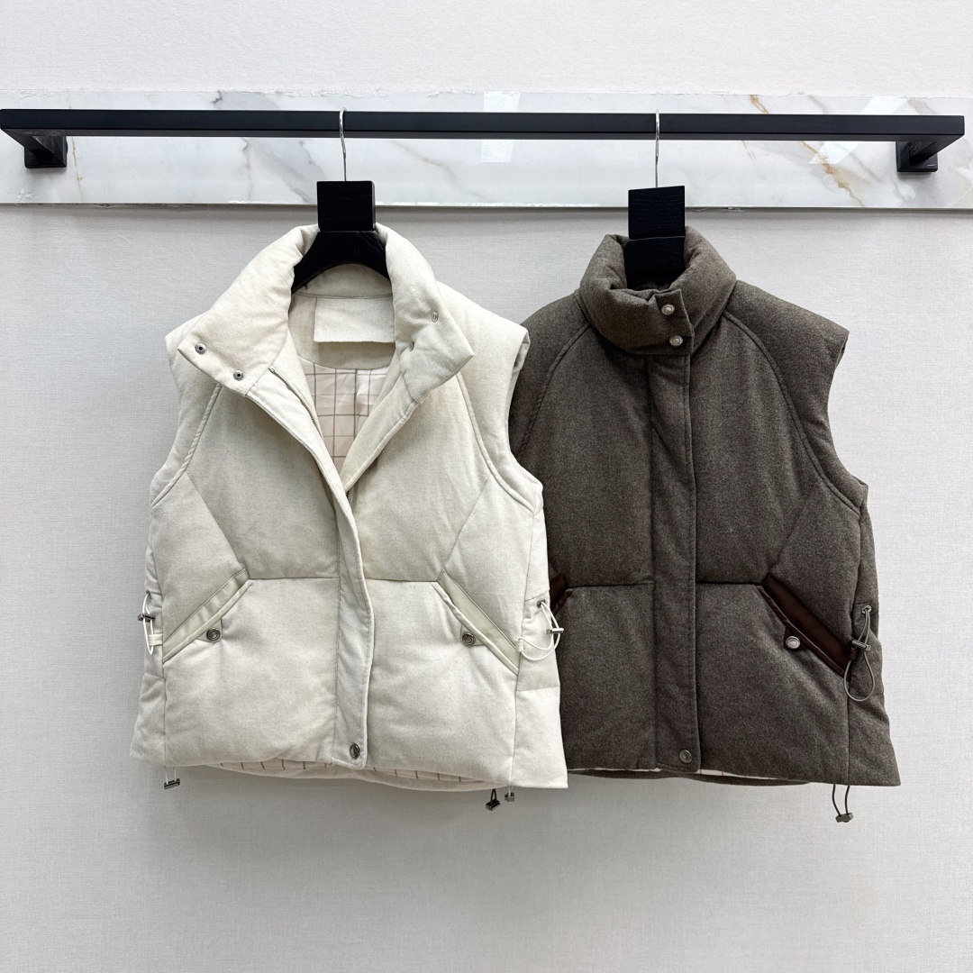 独家款～ lp🆕 25Ss————秋冬最新款抽绳束腰毛呢羽绒马甲外套🤎立领H版型自由调节设计 收腰版型上