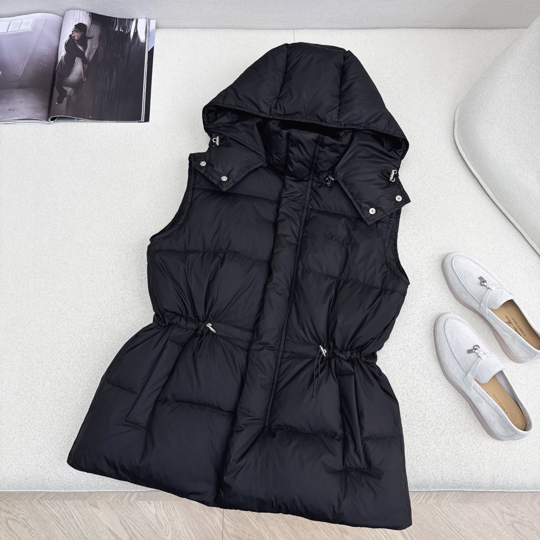 独家款～ lp🆕 25Ss————秋冬最新款抽绳束腰羽绒马甲外套🤎立领H版型自由调节设计 收腰版型上身休