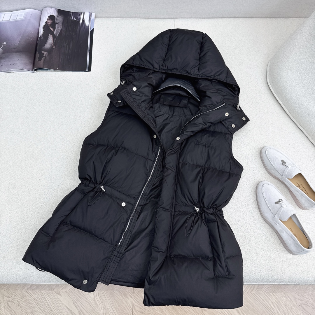 独家款～ lp🆕 25Ss————秋冬最新款抽绳束腰羽绒马甲外套🤎立领H版型自由调节设计 收腰版型上身休