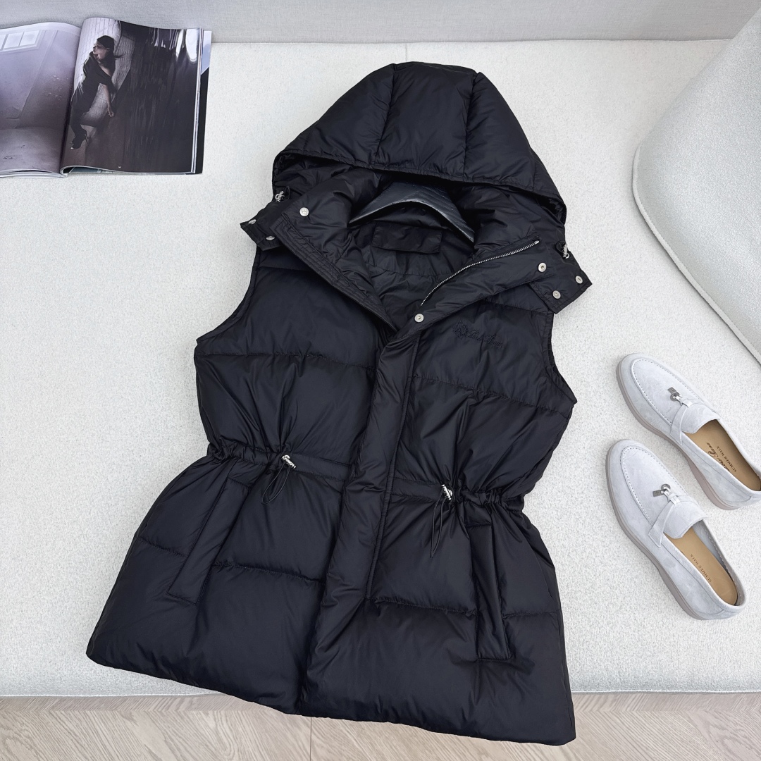 独家款～ lp🆕 25Ss————秋冬最新款抽绳束腰羽绒马甲外套🤎立领H版型自由调节设计 收腰版型上身休