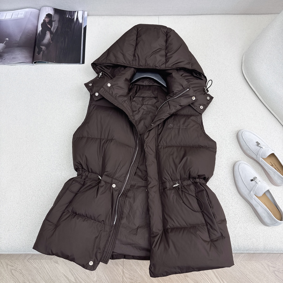 独家款～ lp🆕 25Ss————秋冬最新款抽绳束腰羽绒马甲外套🤎立领H版型自由调节设计 收腰版型上身休