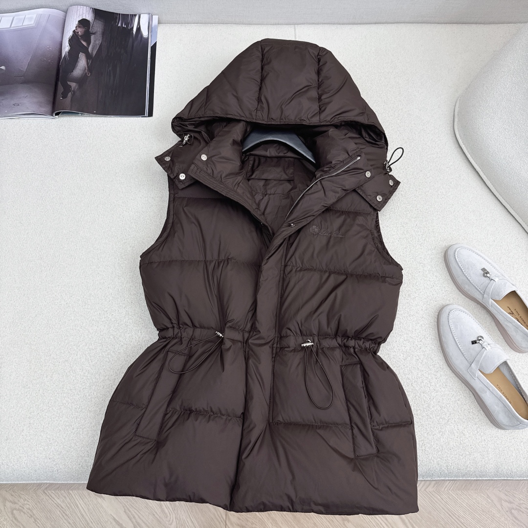 独家款～ lp🆕 25Ss————秋冬最新款抽绳束腰羽绒马甲外套🤎立领H版型自由调节设计 收腰版型上身休