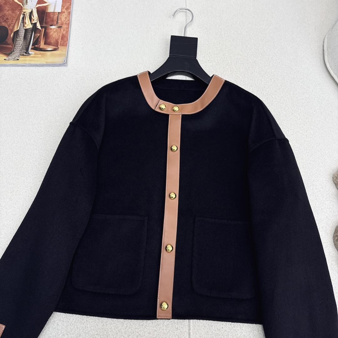 Elegant Caramel Wool Blend Jacket with Leather Trim & Gold Buckle Detail 3 cmp i1758557796420 6973 0 1