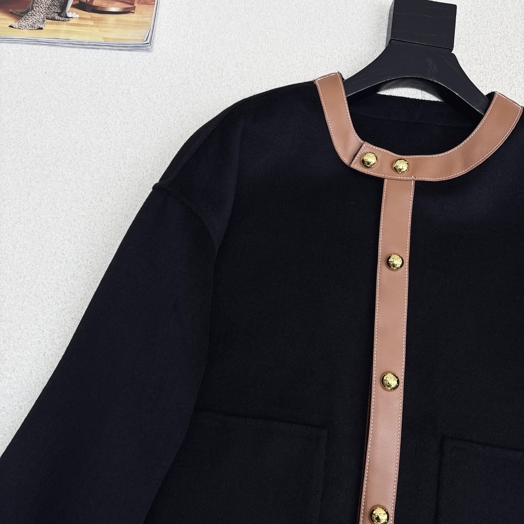 Elegant Caramel Wool Blend Jacket with Leather Trim & Gold Buckle Detail 5 cmp i1758557796420 8766 0 3