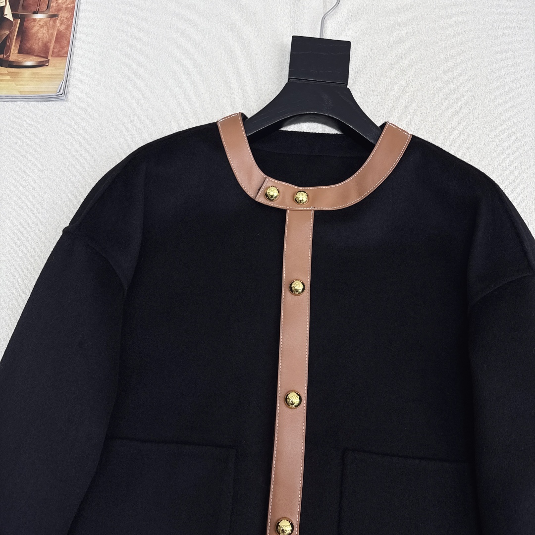 Elegant Caramel Wool Blend Jacket with Leather Trim & Gold Buckle Detail 4 cmp i1758557802258 5942 0 2