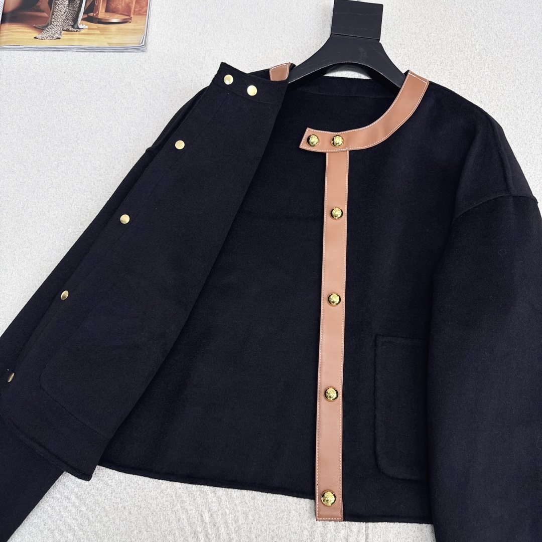 Elegant Caramel Wool Blend Jacket with Leather Trim & Gold Buckle Detail 8 cmp i1758557802261 4231 0 6