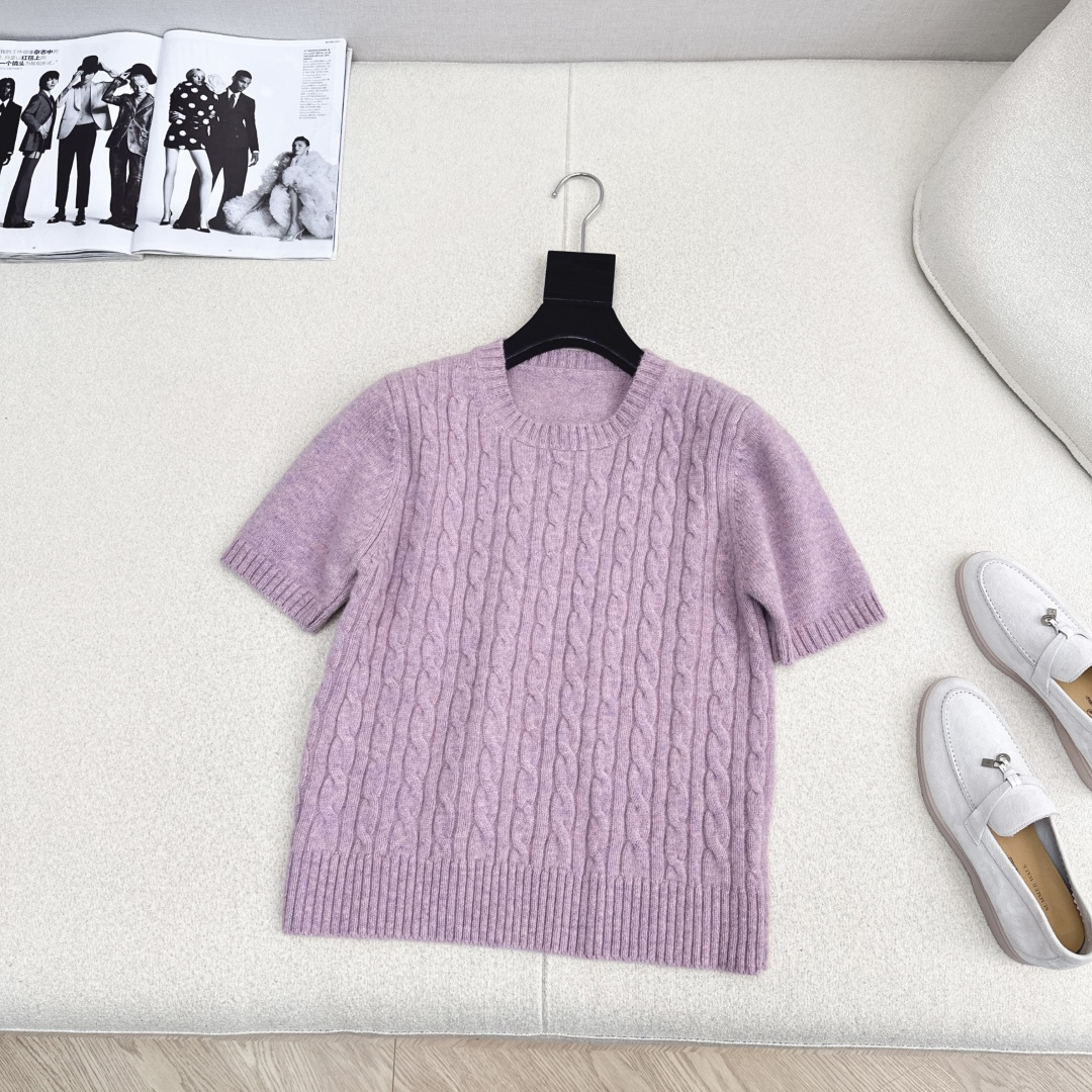 独家款～ lp🆕 25Ss————秋冬最新款老钱风穿搭气质圆领羊毛短袖上衣💜高知感穿搭Look～品质控必