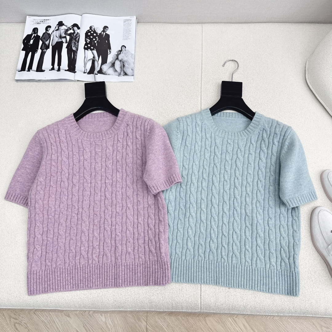 独家款～ lp🆕 25Ss————秋冬最新款老钱风穿搭气质圆领羊毛短袖上衣💜高知感穿搭Look～品质控必