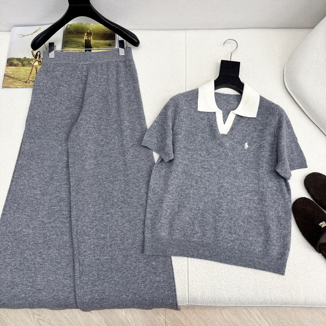 Wool Knit Set: Short Sleeve Top and Straight Leg Pants - Elegant Loungewear 7 cmp i1758730135031 3393 0 5