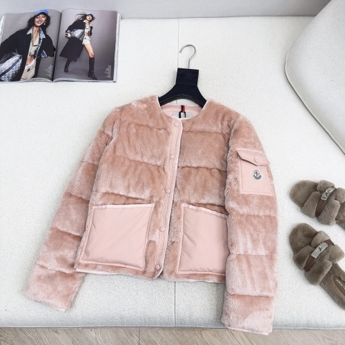 Moncler Women's Pink Lambswool Down Jacket - Stylish & Warm Outerwear 1 Moncler Women's Pink Lambswool Down Jacket - Stylish & Warm Outerwear