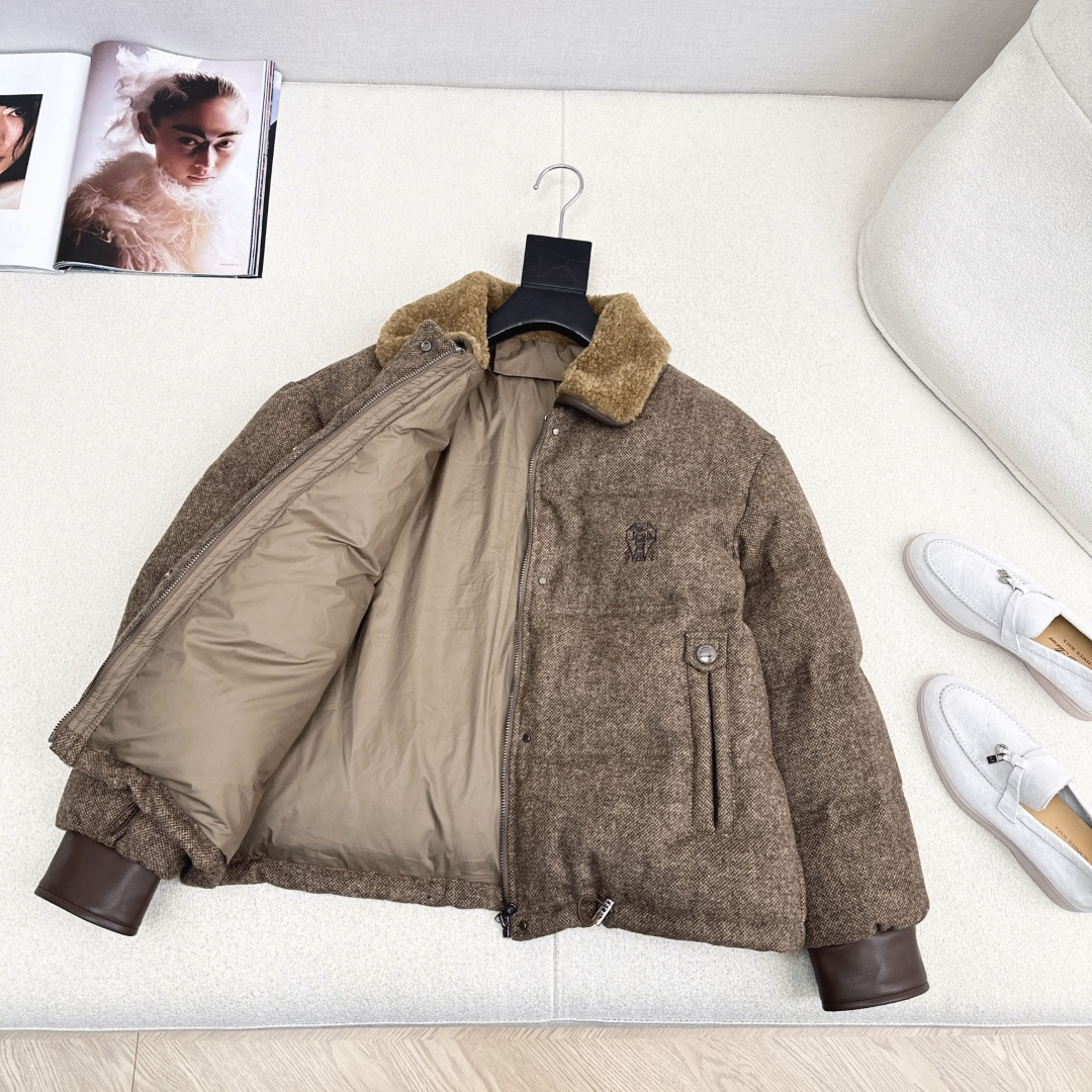 特价🉐️❗️现货齐码❗️不退不换❗️独家首发 Bc 25Ss———秋冬最新款羊毛翻领面包服短款羽绒外套🤎