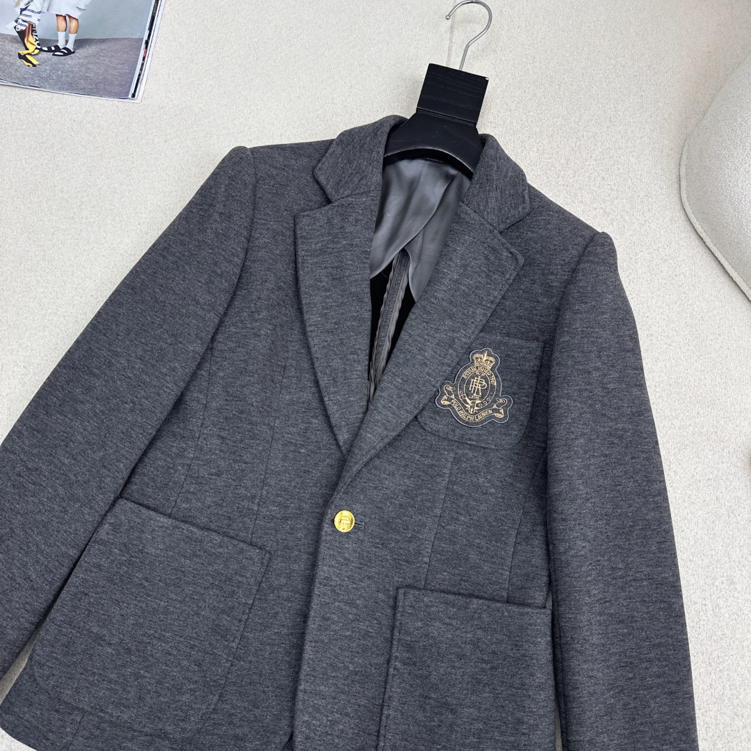 减龄学院风 RL 26Ss————早春最新款重工刺绣徽章西装外套 🩶时髦学院风 可酷可飒 日常百搭单品 