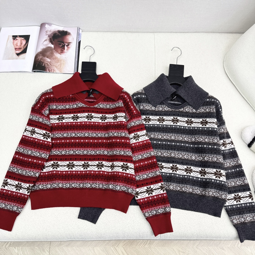 Fair Isle Knitted Sweater, Long Sleeve Pullover Jumper for Women